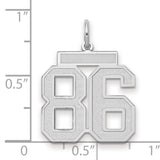 Medium Satin Number 86 Charm Pendant in Real 14k White Gold