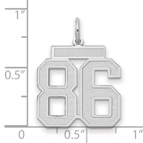 Medium Satin Number 86 Charm Pendant in Real 14k White Gold