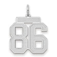 Medium Satin Number 86 Charm Pendant in Real 14k White Gold