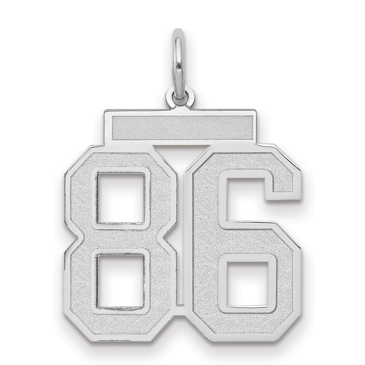 Medium Satin Number 86 Charm Pendant in Real 14k White Gold