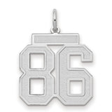 Medium Satin Number 86 Charm Pendant in Real 14k White Gold