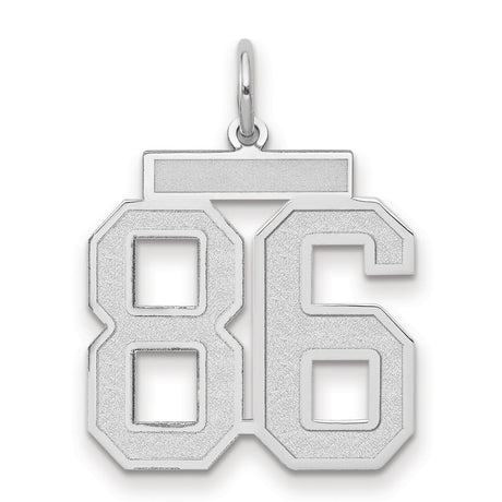 Medium Satin Number 86 Charm Pendant in Real 14k White Gold