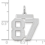 Medium Satin Number 87 Charm Pendant in Real 14k White Gold