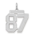 Medium Satin Number 87 Charm Pendant in Real 14k White Gold