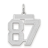 Medium Satin Number 87 Charm Pendant in Real 14k White Gold