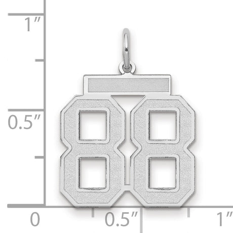 Medium Satin Inlay Number 88 Charm Pendant in Real 14k White Gold