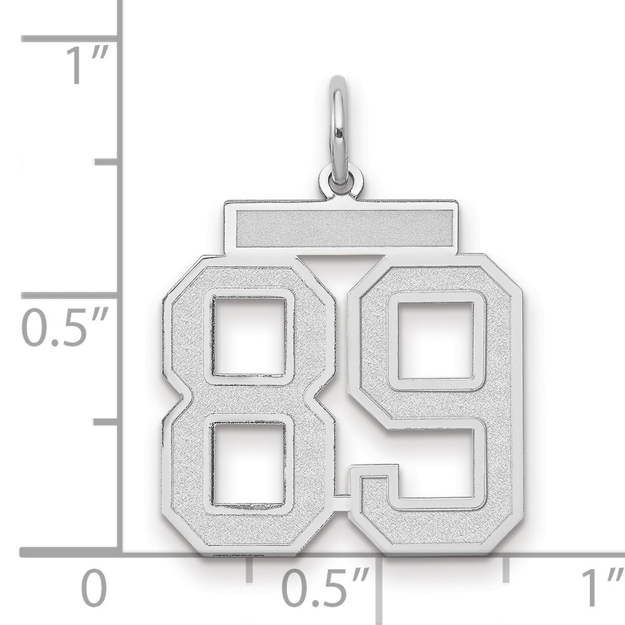 Medium Satin Number 89 Charm Pendant in Real 14k White Gold