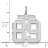 Medium Satin Number 89 Charm Pendant in Real 14k White Gold