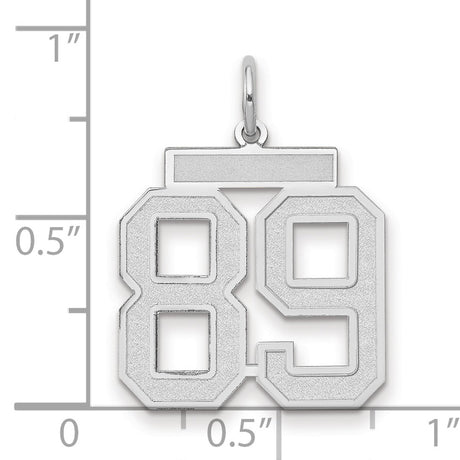 Medium Satin Number 89 Charm Pendant in Real 14k White Gold