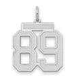Medium Satin Number 89 Charm Pendant in Real 14k White Gold