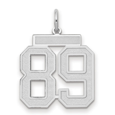 Medium Satin Number 89 Charm Pendant in Real 14k White Gold