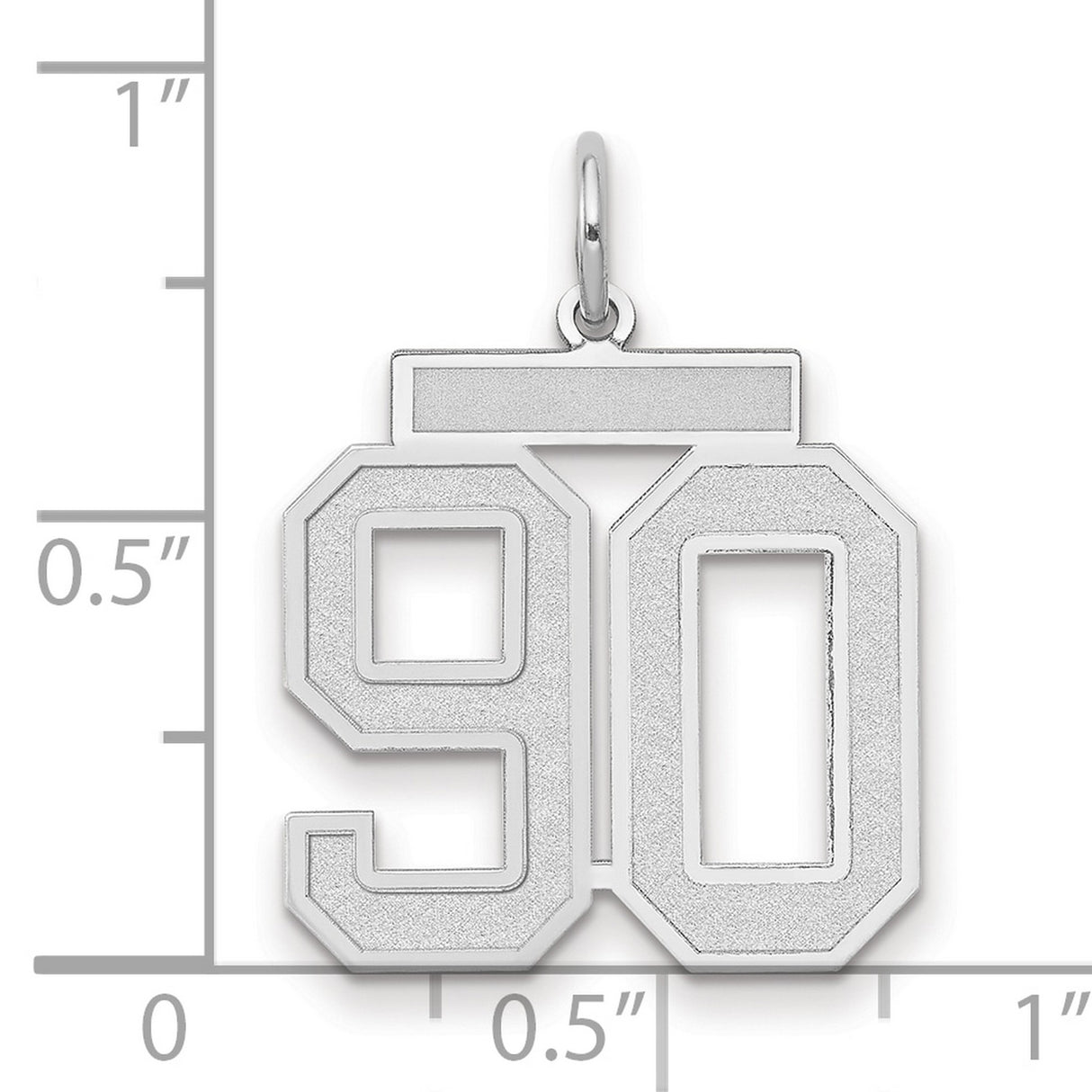 Medium Satin Number 90 Charm Pendant in Real 14k White Gold