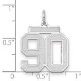 Medium Satin Number 90 Charm Pendant in Real 14k White Gold