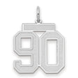 Medium Satin Number 90 Charm Pendant in Real 14k White Gold