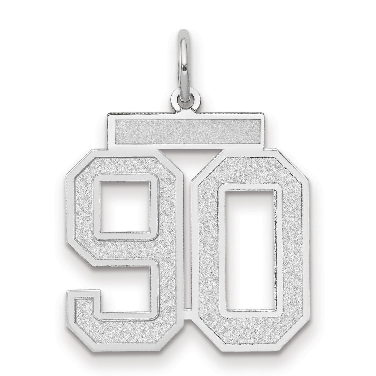 Medium Satin Number 90 Charm Pendant in Real 14k White Gold
