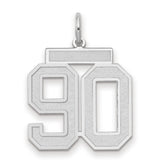 Medium Satin Number 90 Charm Pendant in Real 14k White Gold