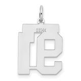 Medium Satin Number 91 Charm Pendant in Real 14k White Gold