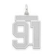 Medium Satin Number 91 Charm Pendant in Real 14k White Gold