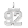Medium Satin Number 92 Charm Pendant in Real 14k White Gold