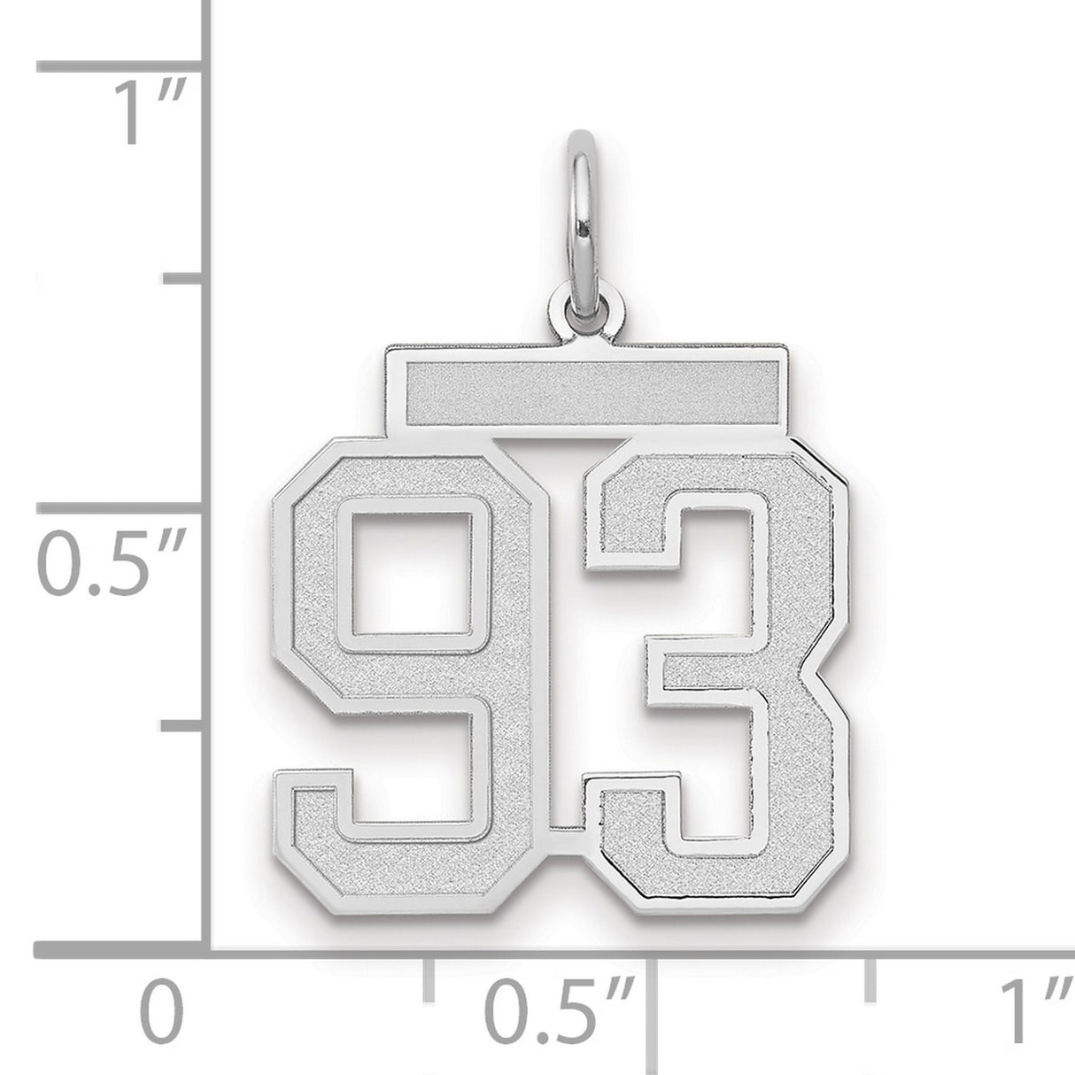 Medium Satin Number 93 Charm Pendant in Real 14k White Gold