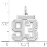 Medium Satin Number 93 Charm Pendant in Real 14k White Gold