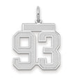 Medium Satin Number 93 Charm Pendant in Real 14k White Gold
