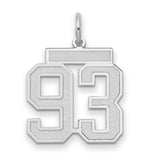 Medium Satin Number 93 Charm Pendant in Real 14k White Gold