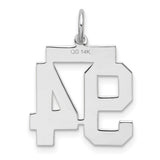 Medium Satin Number 94 Charm Pendant in Real 14k White Gold