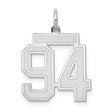 Medium Satin Number 94 Charm Pendant in Real 14k White Gold