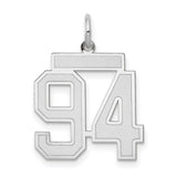 Medium Satin Number 94 Charm Pendant in Real 14k White Gold