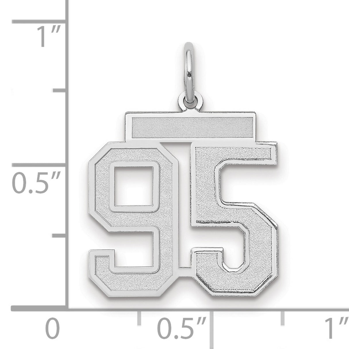 Medium Satin Number 95 Charm Pendant in Real 14k White Gold