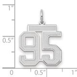Medium Satin Number 95 Charm Pendant in Real 14k White Gold