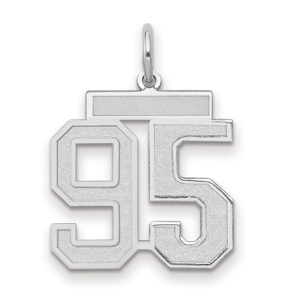 Medium Satin Number 95 Charm Pendant in Real 14k White Gold
