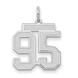 Medium Satin Number 95 Charm Pendant in Real 14k White Gold