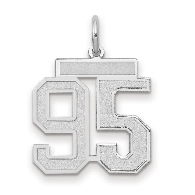 Medium Satin Number 95 Charm Pendant in Real 14k White Gold