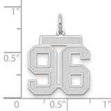 Medium Satin Number 96 Charm Pendant in Real 14k White Gold