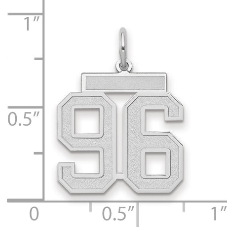 Medium Satin Number 96 Charm Pendant in Real 14k White Gold