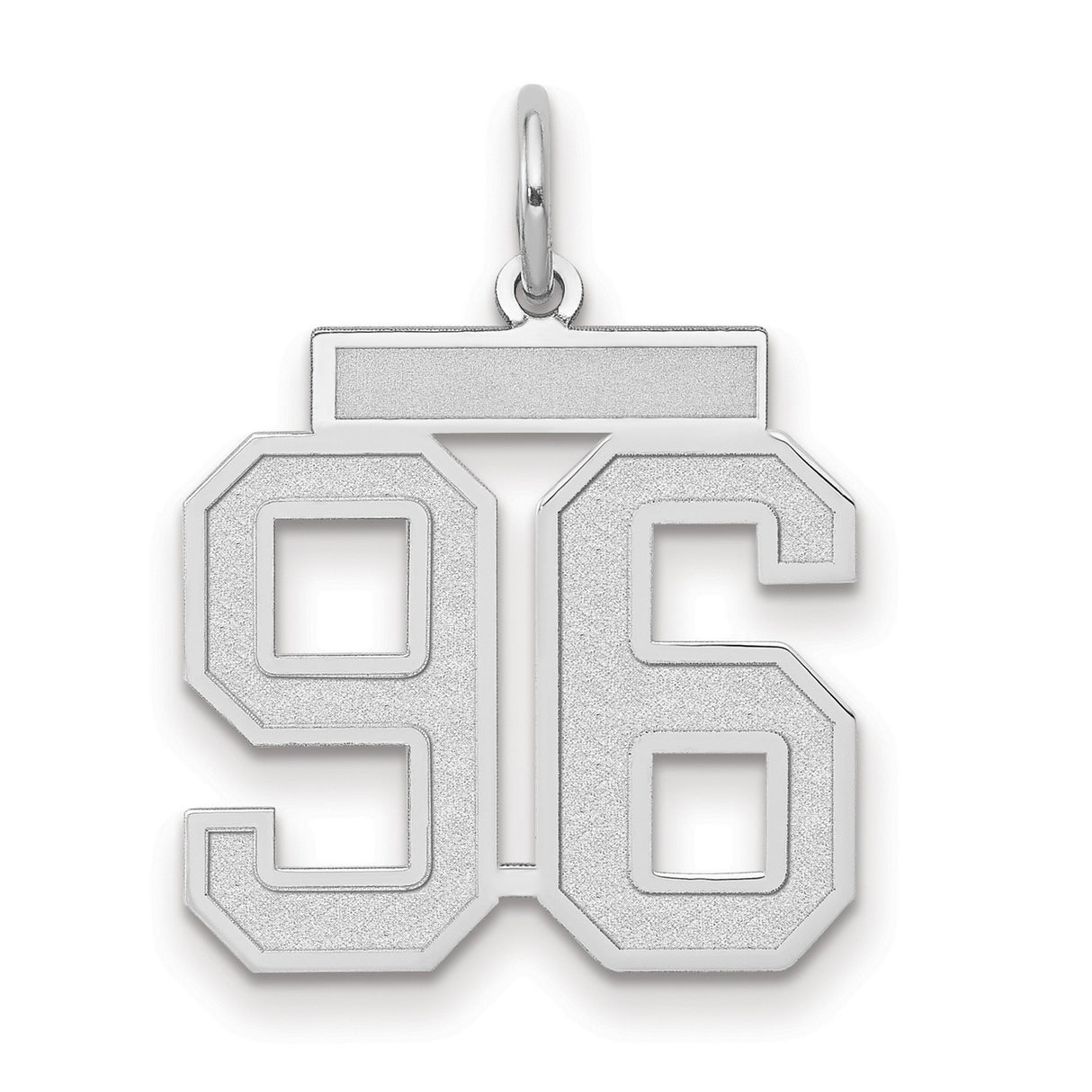 Medium Satin Number 96 Charm Pendant in Real 14k White Gold
