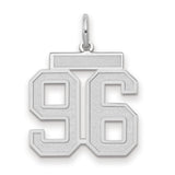 Medium Satin Number 96 Charm Pendant in Real 14k White Gold