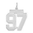 14k White Gold Number 97 Pendant Charm, Bold Jersey Style with Satin Finish