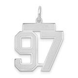 14k White Gold Number 97 Pendant Charm, Bold Jersey Style with Satin Finish