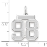 14k White Gold Number 98 Pendant, Block Style Sports Charm for Men or Unisex