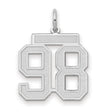 14k White Gold Number 98 Pendant, Block Style Sports Charm for Men or Unisex