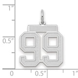 Medium Satin Number 99 Charm Pendant in Real 14k White Gold