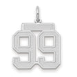 Medium Satin Number 99 Charm Pendant in Real 14k White Gold