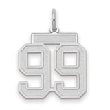 Medium Satin Number 99 Charm Pendant in Real 14k White Gold
