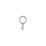 14k White Gold Pendant, Minimalist Bar Charm with Textured Accents, Unisex Modern Design