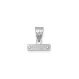14k White Gold Pendant, Minimalist Bar Charm with Textured Accents, Unisex Modern Design