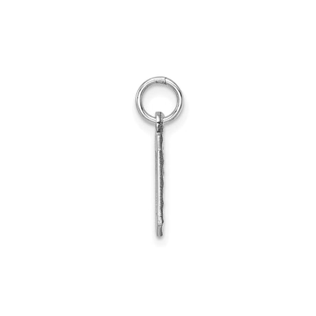 14k White Gold Number 0 Charm Pendant with Beveled Edge Design, Unisex Numeral Jewelry