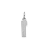 14k White Gold Number One Pendant with Textured Center and Polished Border